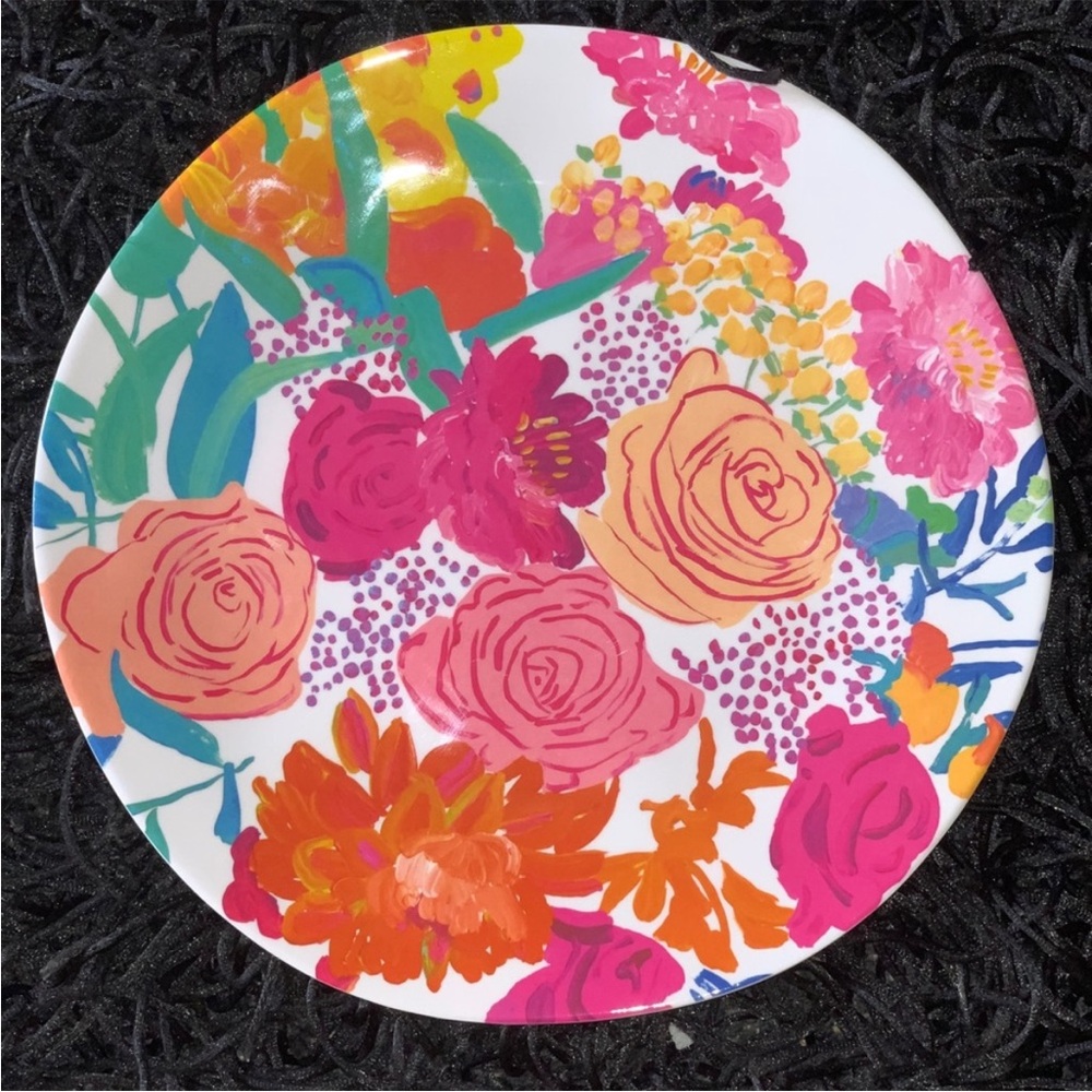 NWT ANTHROPOLOGIE 10.5” Paint+Petals Melamine Plates Set of 4 Bridgette Thornton